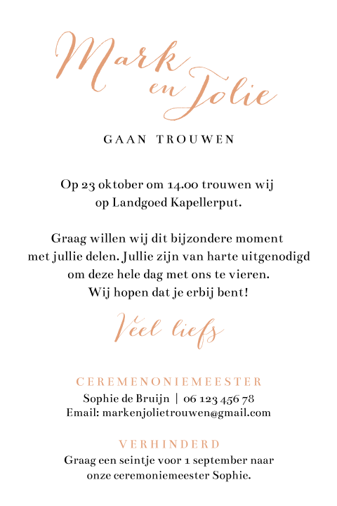 Save The Date Kaart Met Eigen Foto En Koperfolie