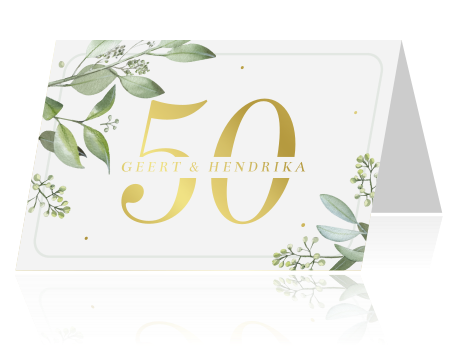Verbazingwekkend Jubileumkaart botanisch 50 jaar getrouwd met goudfolie DV-71